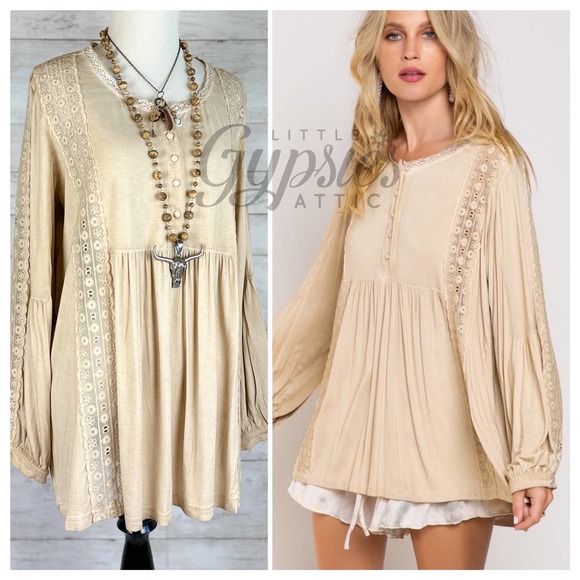 POL Tops - POL Sand Castles Lace Tunic